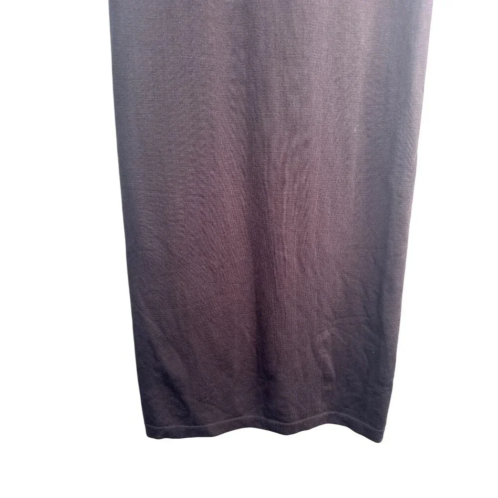 ZARA Sleek Deep Small Brown Turtleneck Midi Bodycon Dress Stretch Fabric - Picture 7 of 14